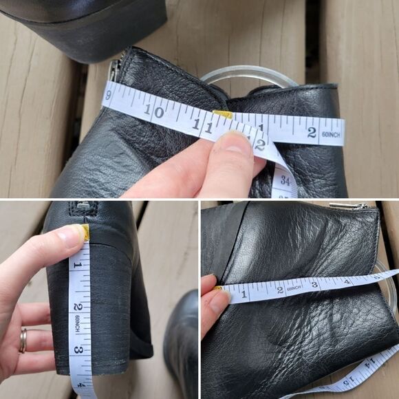 Lucky Brand Orsann Black Leather Stacked Chunky Block Heel Split Ankle Boots 9.5 - Picture 8 of 8